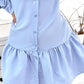 Long Sleeve Buttoned Ruffle Hem Shirt Dress