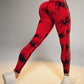 Tie Dye Print Ladder Cutout Sports Yoga Leggings