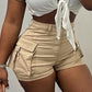 Pocket Design High Waist Shorts