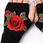 1Pair Floral Embroidery Fingerless Winter Knit Warm Gloves