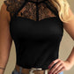 Lace Patch Sleeveless Top
