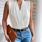 Ruched V Neck Sleeveless Wrap Top