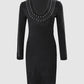 Rhinestone Decor Long Sleeve Bodycon Dress