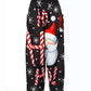 Christmas Santa Candy Print Pocket Design Wide Leg Pants