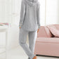 Lace Patch Hooded Top & Drawstring Pants Set