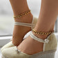 Braided Espadrille Knot Button Ankle Strap Wedge Sandals