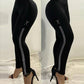 Plus Size Rhinestone Decor High Waist Skinny Pants