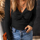 V Neck Twisted Textured Top