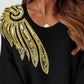 Angel Wings Pattern Contrast Sequin Casual Dress