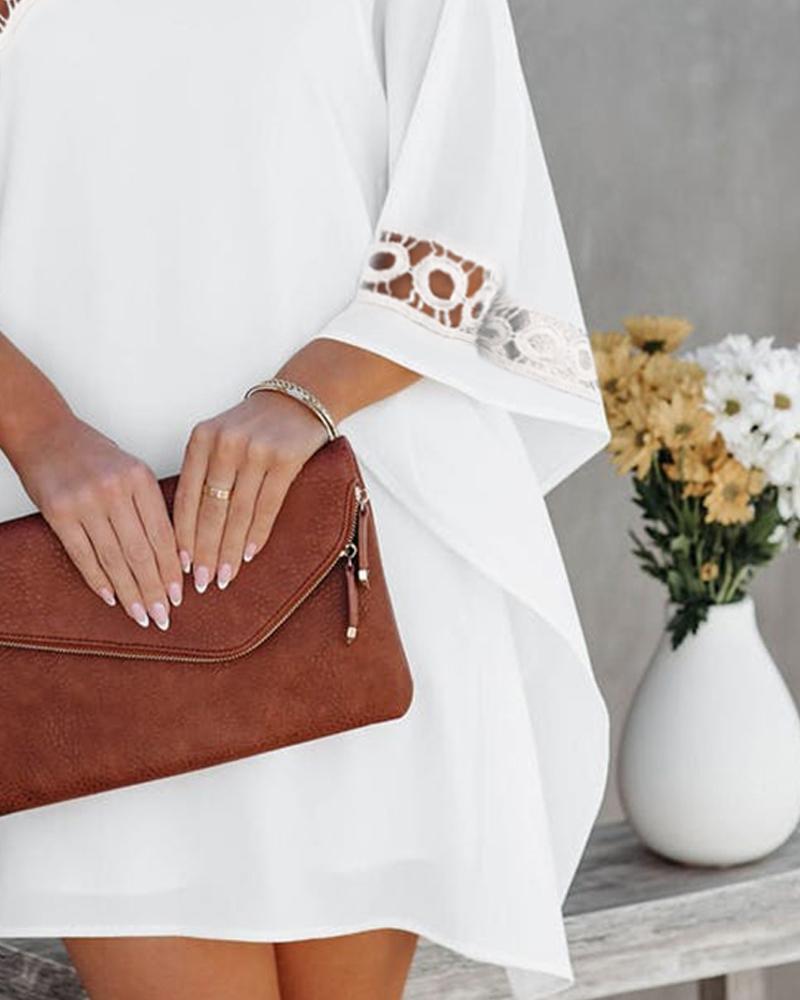 Contrast Lace One Shoulder Casual Dress