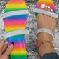 Ombre Rhinestone Double Strap Slippers