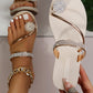 Rhinestone Floral Pattern Toe Ring Beach Flip Flops