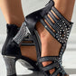 Hollow Out Rhinestone Decor Dance Heels