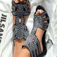 Hollow Out Rhinestone Decor Dance Heels