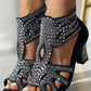Hollow Out Rhinestone Decor Dance Heels