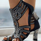 Hollow Out Rhinestone Decor Dance Heels