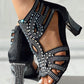 Hollow Out Rhinestone Decor Dance Heels