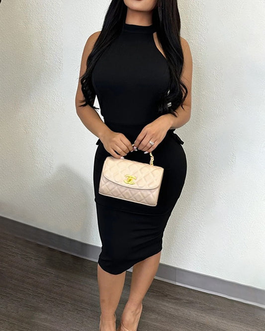 Floral Pattern Backless Ruffle Hem Party Dress