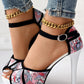Colorblock Peep Toe Pumps Ankle Strap Platform Heeled Sandals