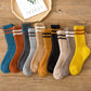 1Pair Striped Lined Winter Thermal Crew Socks