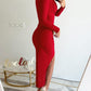 Long Sleeve Ruched Asymmetrical Party Dress