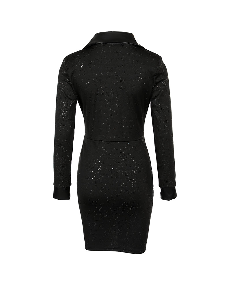 Glitter Long Sleeve Bodycon Dress