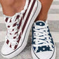 Flag Print Eyelet Lace up Fringe Hem Canvas Shoes