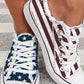 Flag Print Eyelet Lace up Fringe Hem Canvas Shoes