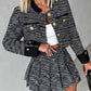Buttoned Flap Detail Coat & Pleated Skirt Set
