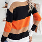 Colorblock Round Neck Knit Sweater