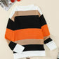 Colorblock Round Neck Knit Sweater
