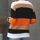 Colorblock Round Neck Knit Sweater
