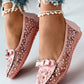 Floral Embroidery Bowknot Decor Work Loafers