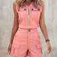 Zipper Pocket Design Vest Top & Shorts Set
