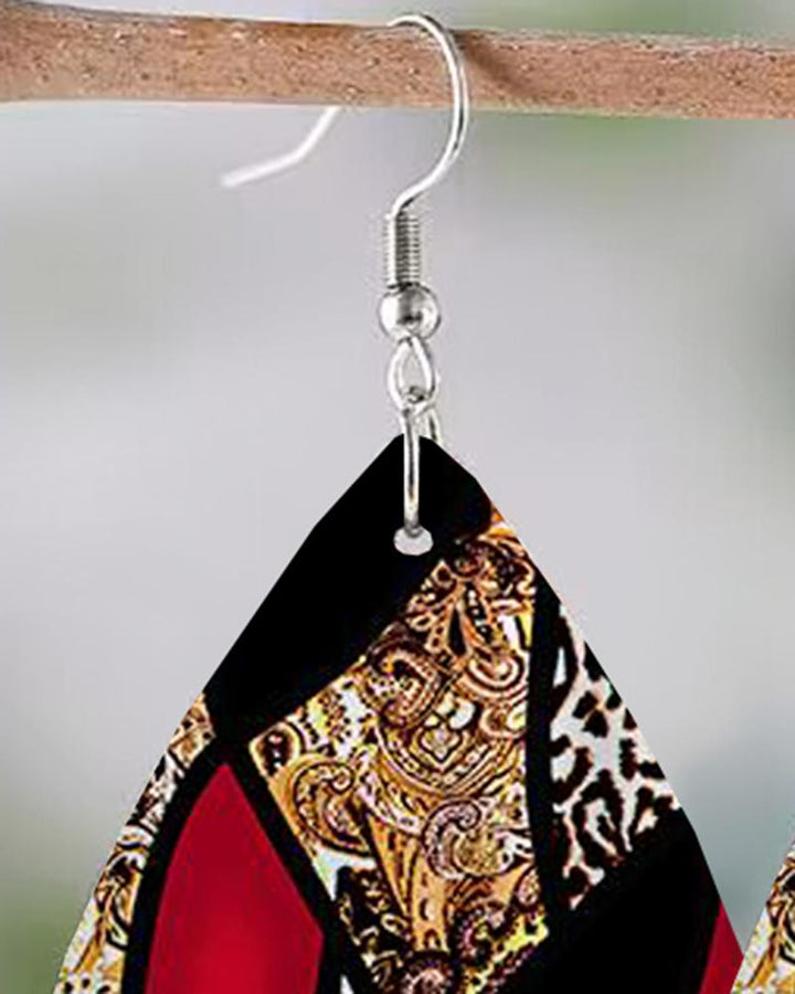 1Pair Baroque Leopard Print WaterDrop Hook Earrings