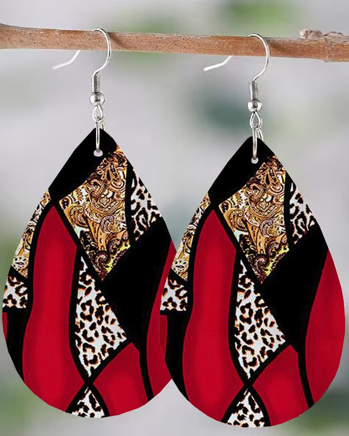 1Pair Baroque Leopard Print WaterDrop Hook Earrings