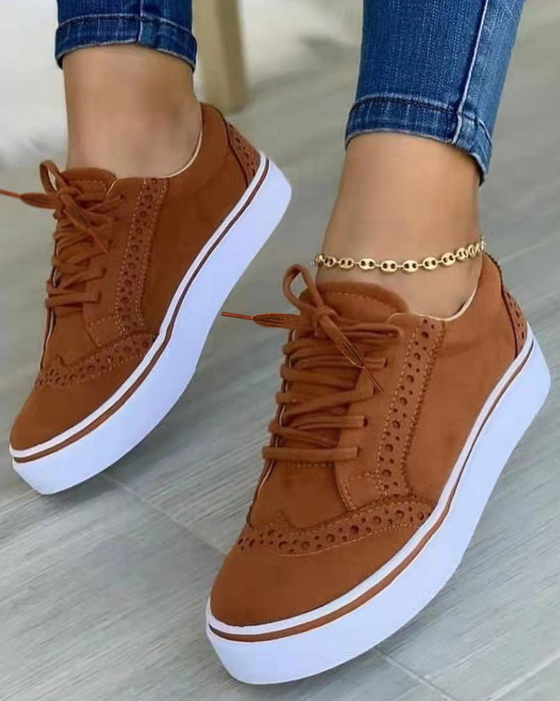 Hollow Out Lace up Sneakers