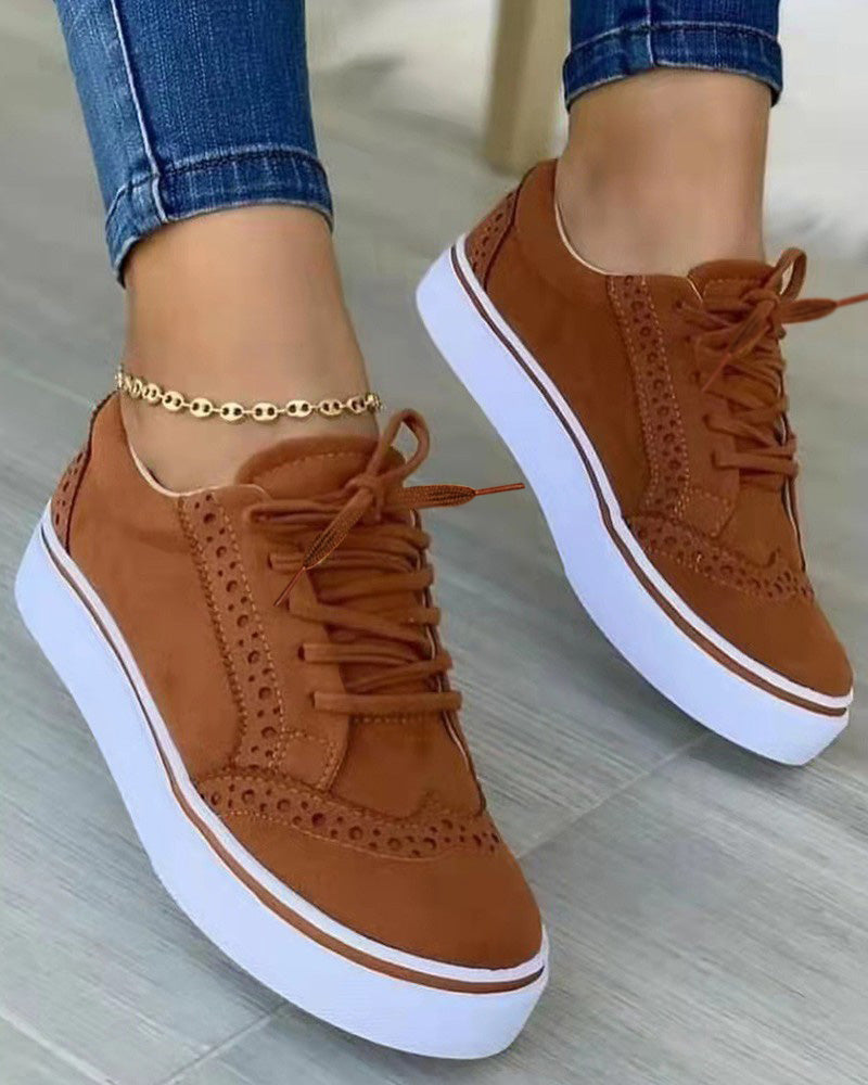 Hollow Out Lace up Sneakers