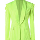 Shawl Collar Puff Sleeve Pocket Design Blazer Coat