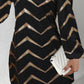 Colorblock Bronzing Chevron Print Casual Dress