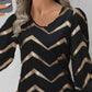 Colorblock Bronzing Chevron Print Casual Dress