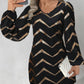 Colorblock Bronzing Chevron Print Casual Dress