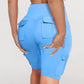 Ruched Quick Dry Pocket Design Sports Yoga Shorts