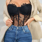 Crochet Eyelash Lace Fishbone Corset Top