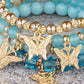 1pc Crystal Stone Beaded Butterfly Multi Layer Bracelet