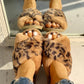 Fluffy Leopard Crisscross Peep Toe Slippers
