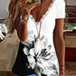 Floral Print Colorblock Lace Trim T shirt