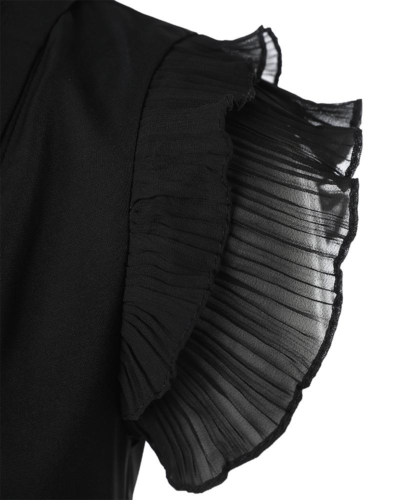 Notch Neck Ruched Frill Hem Casual Dress