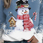 Christmas Snowflake Snowman Print Long Sleeve Top