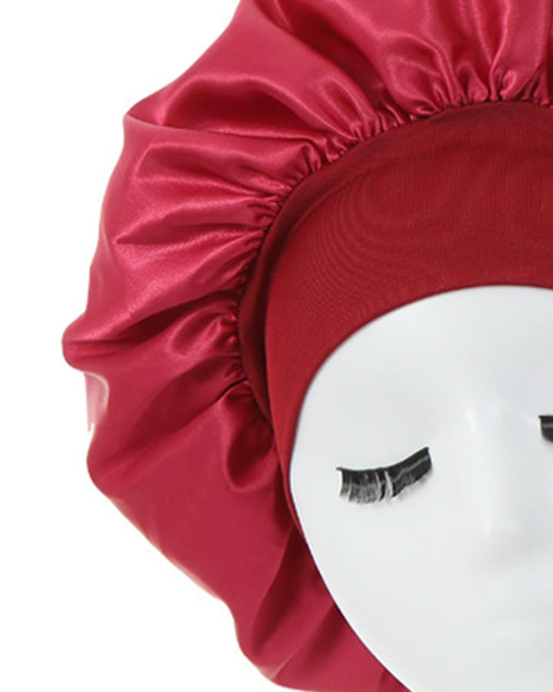 1pc Night Sleep Cap Wide Band Satin Bonnet For Curly Hair Care